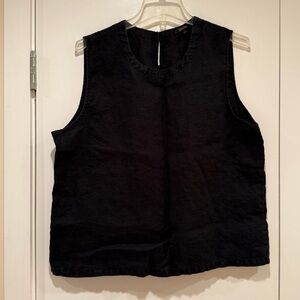 Quince 100% European Linen Black Sleeveless Top